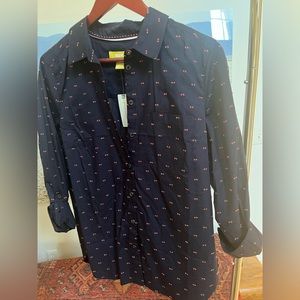 Maeve for Anthropologie navy button down blouse sz8 NWT